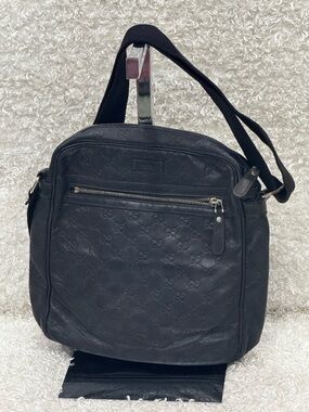 Gucci Black Embossed GG Crossbody Bag